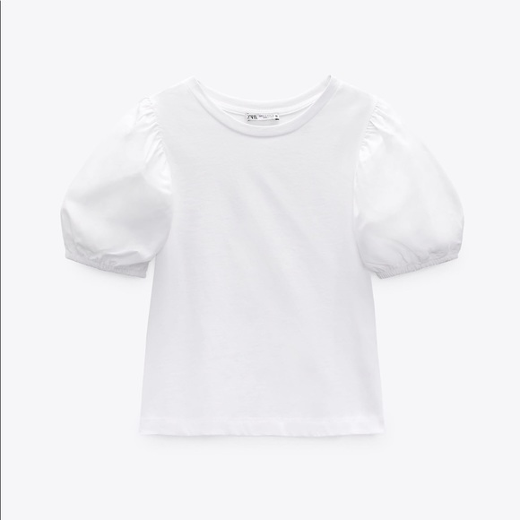 Zara White Puff Sleeve Top - Picture 1 of 2